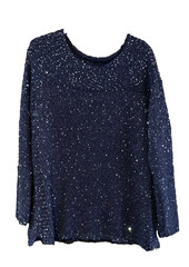 Chico’s Sweater Purple Metallic Sequin V Neckline Sparkle- size not specified
