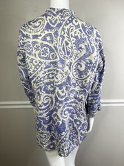 COLDWATER CREEK Womens Button TOP 3/4 Sleeve PURPLE Beige Linen Size P XL