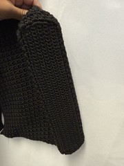 The Sak Black Crochet Knit Shoulder Bag Zip Top Boho Hobo Purse Medium
