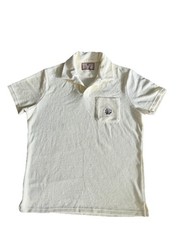 Eric Emanuel Cream Terry Cloth Polo Shirt Short Sleeve Size M