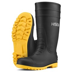 HISEA Men’s Knee Hign Rain Boots Steel Toe Waterproof Work Boots Garden Fishing