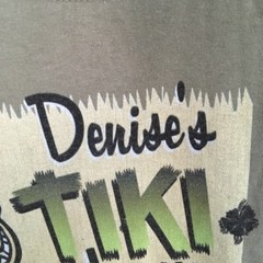 Denises Tiki Lounge T-Shirt Denise M Olive Green Khaki Black Tropical Hula