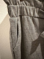 Foed Rose Grey Plaid Paperbag Waist Tie Belt Trousers, Size XL