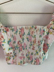 Floral Puff Sleeve Crop Top
