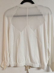 Women’s ZARA W/B Collection Cotton Gauze Chiffon Back LS Tie Waist Top M