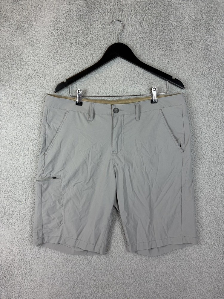 Eddie Bauer Cargo Shorts Mens 34 Gray Nylon Spandex Stretch 10 Inseam Outdoor