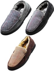 Norty Mens Moccasin Slip On Loafer Slipper Indoor/Outdoor Sole – 3 Colors