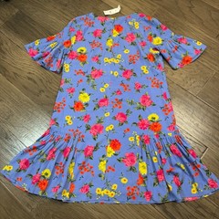 NWT Ann Taylor Floral Flutter Print Shift Dress Sz 12 Ruffle Hem Short Sleeve