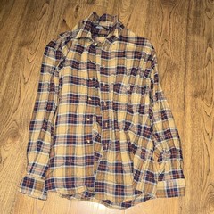 Nautica Men’s L/G Regular Cotton Flannel Plaid Long Sleeve Button-Up Tan Blue