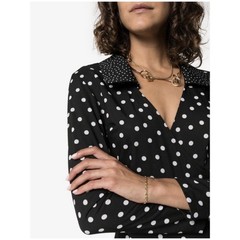 New Solid & Striped Polka Dot Wrap Mini dress Medium Long Sleeve Retro Pinup Z19