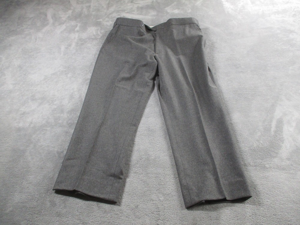 Ralph Lauren Dress Pants Mens 36×30 Gray Wool Flannel Italy Lined Buckle