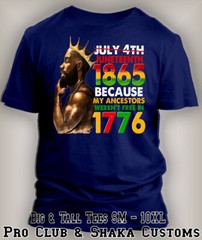Mens Black King 1865 Juneteenth Black History Tee Shirt Pro Club Shaka T
