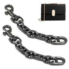 2Pcs Purse Strap Extender, 4.7 Inch Bag Extender Chain, Metal Metallic Black