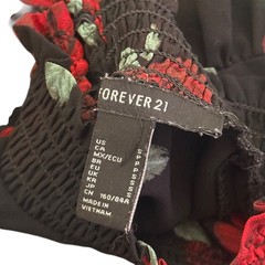Forever 21 Sheer Top Floral Print Size S Smocked Romantic Feminine Mock Neck