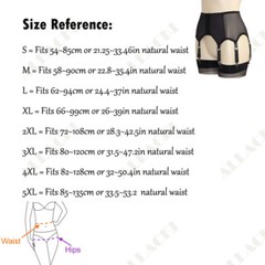 Allacki Front Closure Garter Belt Sheer Mesh Girdle with 6 Straps Plus Size