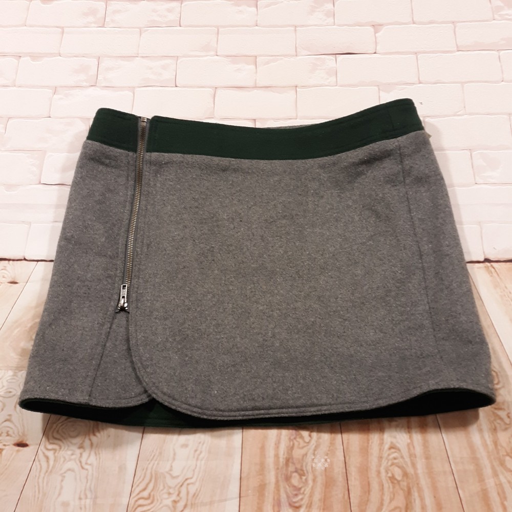Purnell Wool Blend Zip-Up A-Line Mini Skirt Womens Size 8 Waist 34 Gray