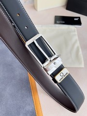 Montblanc Reversible Leather Belt Silver Pin Buckle Men’s Dress Belt-90CM