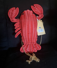 Tommy Bahama Lobster Crossbody Bag Chain Strap Magnetic, Detachable Red Small