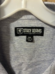 Stacy Adams Men’s 3XL Big & Tall Blue Woven Rayon Button-Front Shirt Pockets