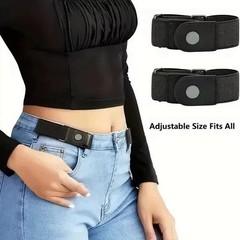 2 Pack No Buckle Elastic Belt Invisible Loop Belt for Jeans Pants