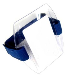 Arm Band Photo ID Badge Holder Vertical w/ Blue Strap – Single Unit