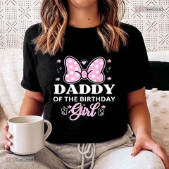 Daddy Of The Birthday Girl Pink Bow Family Black T-shirt