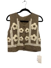 Woman’s Boho Crochet Knit Top With Floral Embroidery Size M New With Tags