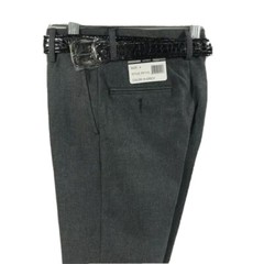 Bocaccio Uomo Boy’s Gray Flat Front Dress Pants with a Black Belt Sizes 4 – 20