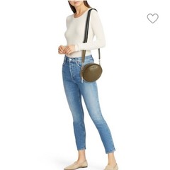 MARC JACOBS Rewind Croc-Embossed Leather Oval Crossbody Green Handbag Double Zip