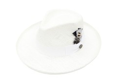 Bruno Capelo Mens White Wide Brim Straw Fedora Colonial CO-580