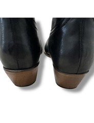 Frye Womens 7 Black Leather Western Mid-Calf Boots Pointed Toe Zip Pull Strap