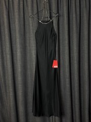 RRP£455! Diesel Black Slip Satin midi dress with Necklace / XS – UK 6 / BNWT