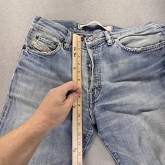 Diesel Jeans Mens 32×27 Blue Regular Straight Light Wash Distressed Made Italy