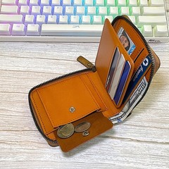 Men’s Leather RFID Blocking Waterproof Zip-Around Wallet Bifold Card Holder