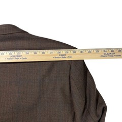 Alan Flusser Sport Coat Blazer Mens 44 L Brown Windowpane 100% Worsted Wool