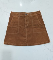 Purnell Brown Corduroy A-Line Workwear Skirt Women’s 2/26 Button Pocket Logo