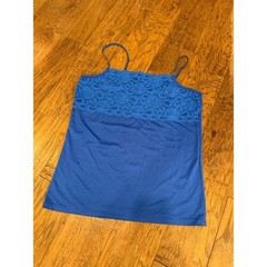 Boutique Essentials Royal Blue Lace Trim Camisole Tank Top Womens Medium