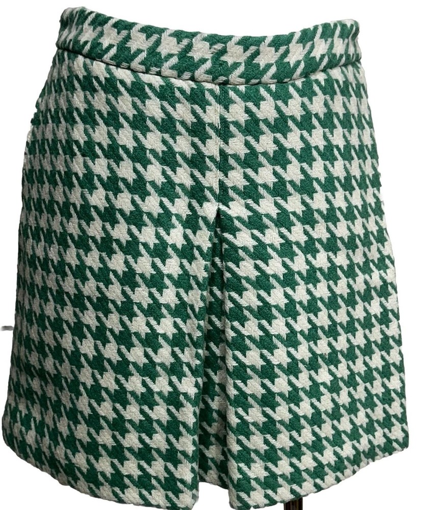 Paul & Joe for Target Mini Skirt Womens 5 Green Houndstooth Wool Blend Pleated