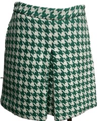 Paul & Joe for Target Mini Skirt Womens 5 Green Houndstooth Wool Blend Pleated