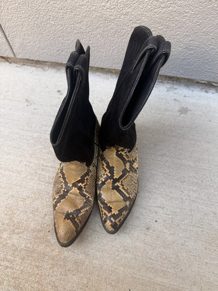 Vintage Code West by Dan Post Snakeskin Cowboy Boots Men Sz 9M Made USA 🔥🔥