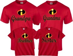 The Incredibles Custom Mom Dad Family Birthday Boy Girl Customized RED T-Shirts