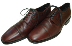 Men’s 11 M JOHNSTON & MURPHY Burgundy Leather Cap Toe Derby Blucher Dress Shoes
