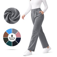 Women’s High Waist Stretch Work Pants Straight Leg Wrinkle Resistant Pockets