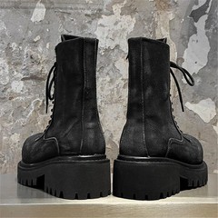 Luxury Designer Thick Sole Shoes Platform Chunky Heels Men Boots Zipper Punk