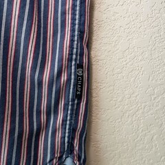Chaps Button Down Shirt XL Red White Blue Stripe Cotton Preppy Classic Long Slee