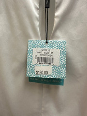 Ming Wang Mandarin Collar Sleeveless Zipper Front Cotton Blend Blouse White M