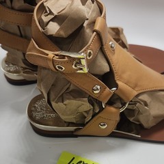 Vince Camuto Women’s Strappy Flat Sandals Leather Brown Buckle Ankle Strap 7