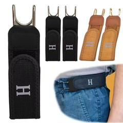 2PCS Tactical Metal Hook Elastic Belt Buckle-Less Invisible Waist Belt Closure