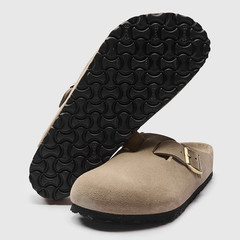 Men’s Birkenstock Boston Soft Footbed Wide Suede Clog – Taupe