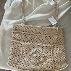 Vintage Crochet Macrame Boho Beachy Woven Purse Made In Philippines. Preowned